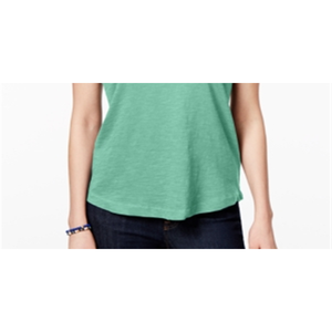 T-shirt da donna Style & Co con scollo a V e tasche, in jersey di cotone traspirante, vestibilità slim, graziosa, dalla XS alla XL, colore menta, lunghezza corta - Product Image 3