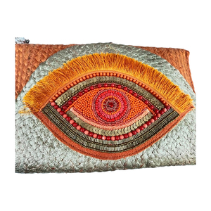 Bolso de mano de yute hecho a mano de alta calidad para mujer, borla de concha con cuentas bohemias, cierre largo con cremallera, cierre de algodón, bordado directo - Product Image 6