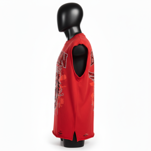 Camiseta 100% algodón para hombre, corte holgado, estampada, sin mangas, de jersey de algodón, suave, con logo de diamantes de imitación termoadhesivos, estilo streetwear. - Product Image 3