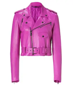 도매 사용자 정의 로고 여성 정품 가죽 긴 소매 재킷 새로운 디자인 겨울 지퍼 재킷 블레이저 자른 사용자 정의 디자인
