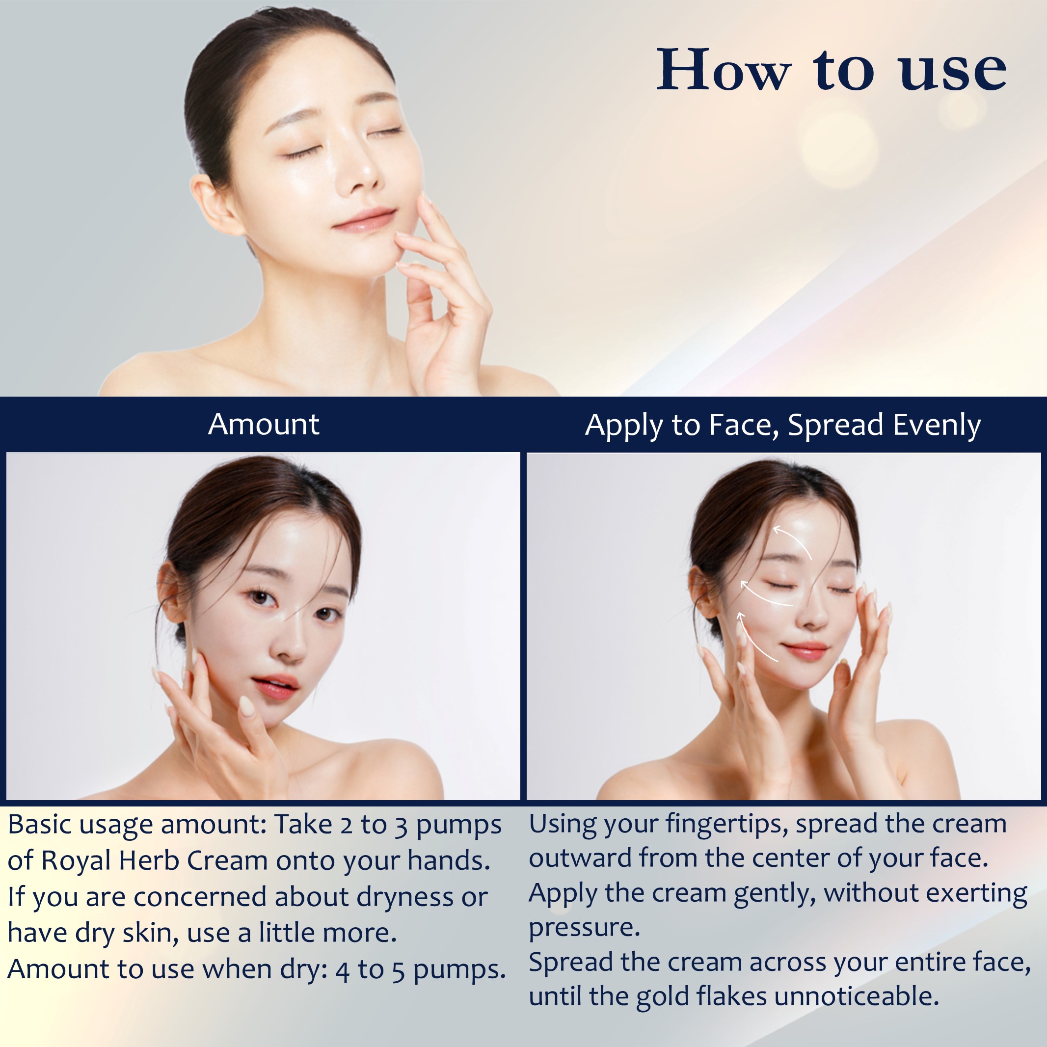 Royal Herb EX Cream - Oil-Free Moisturizing Gel with Gold Flakes