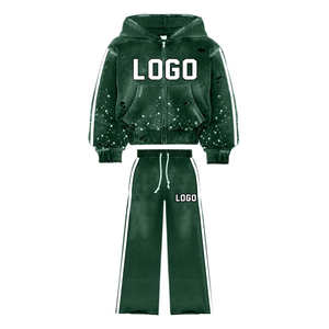 Nuevo conjunto de pantalones de chándal con capucha de dos piezas gruesas de algodón para hombre, ropa de calle con parches bordados personalizados, chándal para adultos para invierno - Product Image 2