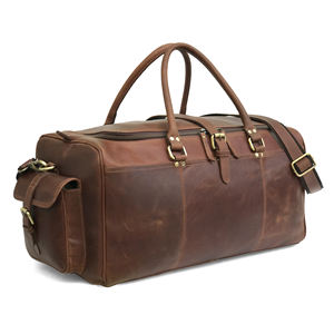 Bolsa de Viaje Grande de Cuero Genuino Vintage de Lujo para Hombre y Mujer, Resistente al Agua, Diseño Plegable, Color Marrón - Product Image 1