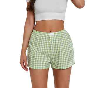 2025 été mode coton Plaid Shorts lâche décontracté taille élastique pantalon motif chaud - Product Image 1