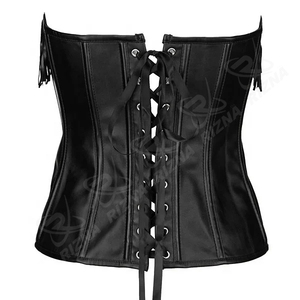 Overbust Waist <b>Trimmer</b> Belt for Weight Loss Steel Boned <b>Black</b> Satin Corset Best Quality Adjustable Plain Corsets From Pakistan - Product Image 3