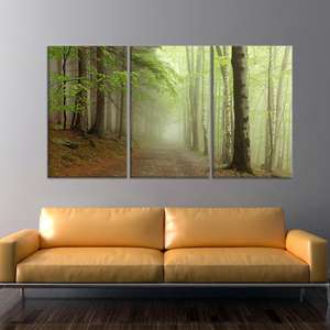 Tableau imprimé sur toile : Décoration de paysage forestier, sérénité de la forêt, lot de 3 toiles - Product Image 1
