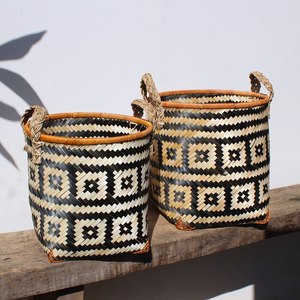 Durable Mini Bamboo <b>Hamper</b> Basket Modern Design Office Organizer for Bathroom or Household Storage <b>Small</b> Size Packaging - Product Image 3