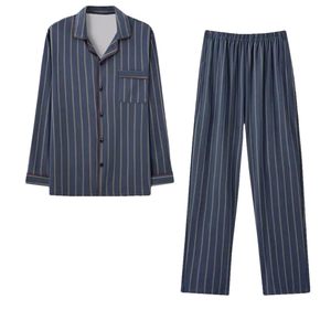 Conjunto de pijama de algodón 100% transpirable para hombre, botón de manga larga, dos piezas, proveedor de fábrica al por mayor OEM BD - Product Image 2