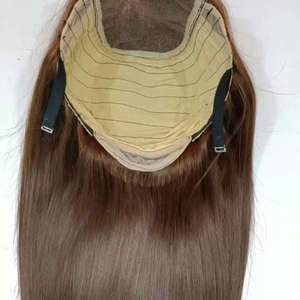 Peluca de cabello de mezcla India cruda de longitud larga de alta calidad con cabello prearrancado liso y rizado sedoso de encaje frontal transparente pequeño - Product Image 1