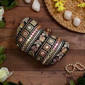 Traditional Zardozi Work Velvet Fashion <b>Large</b> Bag for Wedding Bride Party Evening - Product Image 1