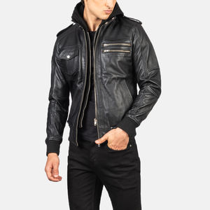 Chaqueta de bombardero de cuero con capucha de alta calidad/chaquetas de cuero para hombre/chaqueta de cuero de Pakistán personalizada y al por mayor - Product Image 5