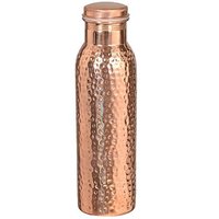Bouteille à boire directement en cuivre pur de haute qualité, design poli brillant, couvercle avec revêtement anti-corrosion, style américain pour le camping