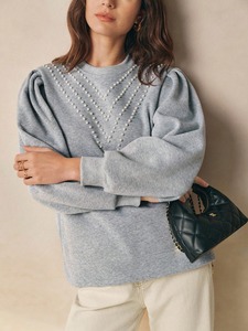 Sudadera de cuello redondo con diamantes de imitación para mujer, Jersey de algodón polar, acogedor, suave, cálido, ropa de calle de gran tamaño, parche bordado a la moda - Product Image 4