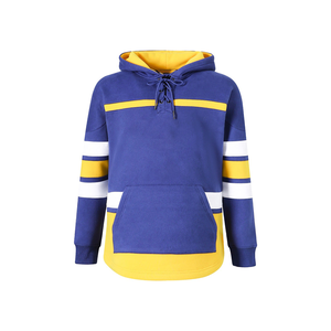 Sudadera con Capucha de Hockey sobre Hielo A&T Blue Gold Elite, Premium, 100% Algodón Orgánico, Felpa, Estilo Jersey con Bolsillo Canguro - Product Image 1
