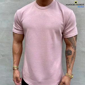 NUEVO Formal Men's Gym Fitness T-Shirt-Cuello alto Regular Fit Algodón/Poliéster Transpirable Manga corta Verano al aire libre - Product Image 2