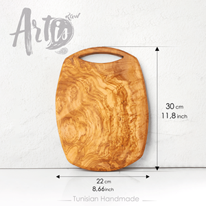 Tabla de cortar de madera de olivo con mango Tabla de cortar ecológica para alimentos Queso - Product Image 2