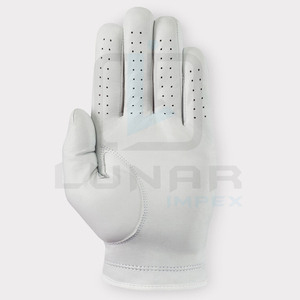 Guantes de golf de cuero Cabretta de mano izquierda para hombre listos para enviar con pegatina sublimada de cabra 3D guantes de cuero de Golf personalizados blancos - Product Image 5