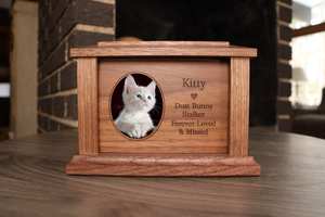 Urne pour animaux de compagnie en bois pour cendres chien chat boîte cercueil de crémation personnalisé gravé petit moyen grand - Product Image 3