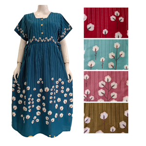 Camisón Chibi Daster Dress con longitud corta y patrón floral Rayón Ropa de dormir Mujer súper transpirable Ropa de diario - Product Image 6