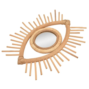 Espejo malvado de ratán tejido a mano, decoración de pared única para el hogar y el espacio de meditación - Product Image 3