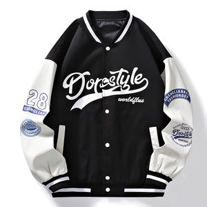 Veste de baseball varsity de qualité supérieure en cuir véritable, couleurs d'équipe personnalisées, corps en satin, manches en cuir, veste bomber - Product Image 2