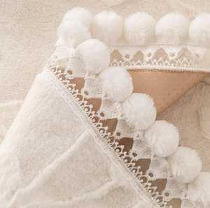 Tassel Sofa Mat | Non-Slip Leaf Design Sofa Cover / <b>Throw</b> Tasseled Maroon Leaf Sofa Mat | Non-Slip <b>Couch</b> Cover Protector - Product Image 3