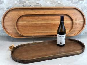 Bandeja de servicio de madera de Calidad exclusiva, bandeja de servicio de té y café de forma ovalada de diseño elegante para decoración del hogar, bandeja de artículos de mesa - Product Image 3