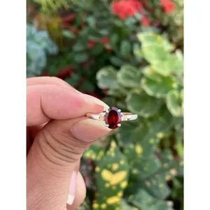 Natural <b>Garnet</b> <b>Ring</b> 925 Sterling <b>Silver</b> Handmade Gemstone <b>Ring</b> for Women Wholesale Jewelry Supplier - Product Image 1