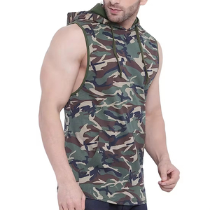 Best Quality 100% Cotton Pullover <b>Sleeveless</b> Gym <b>Hoodie</b> for Men Custom Design Printed Pattern Winter Plain Dyed Breathable - Product Image 1