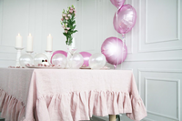 Vente directe d'usine HSC Nappe en lin à volants OEM Nappe en lin biologique douce faite à la main de taille personnalisée avec volants faits à la main