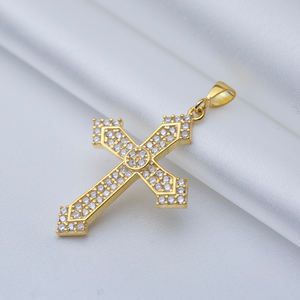 Clear CZ Stone Cross Design CZ Silver Religious Charm Colgante Collar 925 Joyas de plata esterlina Fine - Product Image 2