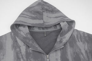 เสื้อมีฮู้ดแบบซิปสำหรับผู้ชายผ้าฝ้ายเทอร์รี่ผ้าฝ้ายเกล็ดปลาขนาดใหญ่หนาพิเศษผ้าฝ้าย100% วินเทจสำหรับผู้ชายตามสั่งแบบ2025 - Product Image 4