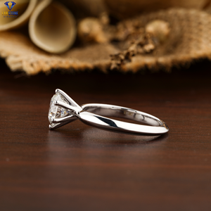 2,01 TDW Corte redondo Anillo de diamante solitario 18K Oro blanco Cuchillo Borde Vástago Cvd/Hpht Diamante Anillo de compromiso Piedra de laboratorio - Product Image 3
