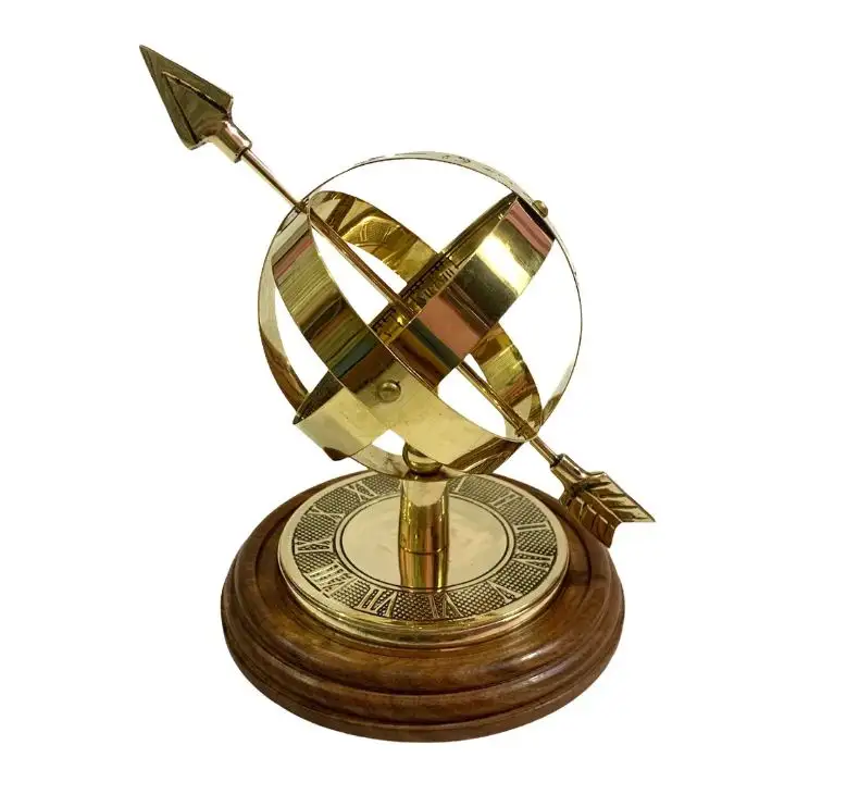 Globo nautico in ottone armillary world con base in legno piano d'appoggio accessori nautici per regali e decorazioni per la scuola di laboratorio dell'home office