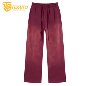 Personnalisé soleil fané Baggy jambe droite pantalons de survêtement surdimensionné français éponge coton Flare pantalon logo personnalisé lavé pantalons de survêtement évasé - Product Image 4