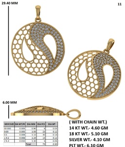 Ensemble élégant de pendentifs en or rose 18 carats avec diamants de laboratoire Style classique exquis Fiançailles Anniversaire de mariage Pendentifs fins Charmes - Product Image 6