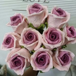 Wholesale Handmade Crocheted Rose Bouquet Crochet Bubble Rose Crocheted Bouquet <b>Artificial</b> <b>Flower</b> Gift Valentine's Day - Product Image 4