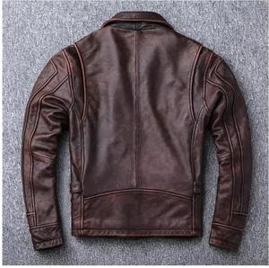 Men's Custom Logo Cow Skin High Street Windproof <b>Winter</b> Sport Jackets Wholesale Canvas Fabric Warm Casual <b>Work</b> Motorcycle Use - Product Image 2