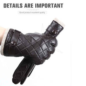 Gants en cuir sportifs pour hommes, doigts complets, compatibles avec les écrans tactiles, respirants pour la conduite - Product Image 2