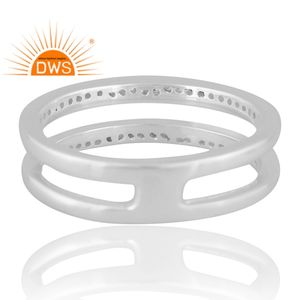 Unique Design Sterling <b>Silver</b> Palladium <b>Plated</b> Natural White Topaz Gemstone Ring Custom Jewelry For Women Gift For Her - Product Image 2