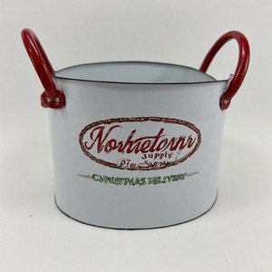 Jardinera de camino de vela de invierno en textura galvanizada para arreglos florales de jardín de Navidad Poinsettia y piñas - Product Image 1