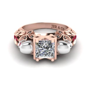 Style populaire princesse diamant plaqué or rose 925 argent Sterling crâne conception bague de fiançailles pour les femmes au meilleur prix - Product Image 1