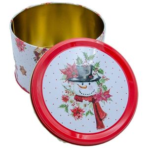 Kontensan EF144A3 2.5L Boîte métallique ronde rouge Snowman 175x110mm pour l'artisanat destinée aux artistes et aux amateurs - Product Image 4