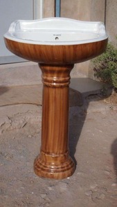 Juego de lavabo Vinus Pedestal para lavabo, uso de cocina para lavado a mano, artículos sanitarios de cerámica de Color rosa de un solo orificio con mezcladores de agua - Product Image 2