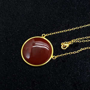 Venta al por mayor de piedras preciosas de ónix rojo collar de cadenas finas - Product Image 1