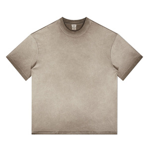 260 gramos 100% algodón mujeres hombres hombro caído Vintage piedra ácido lavado camisetas Unisex camiseta personalizada de gran tamaño para hombres camiseta - Product Image 3