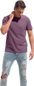 T-shirt pour homme 300 Gsm 100% coton Col mock rib T-shirt pour homme Vêtement de rue uni lourd T-shirt uni pour homme - Product Image 3