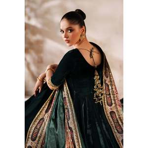 Vestido de terciopelo bordado con corte en A y cintura imperio hecho a mano PR-1208 - Product Image 6