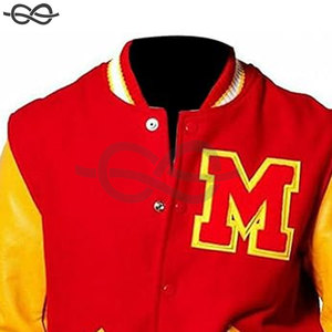 Veste Letterman Varsity de style baseball rouge et jaune pour hommes, veste à capuche avec manches en similicuir et broderie, nouveau design à la mode pour enfants - Product Image 4
