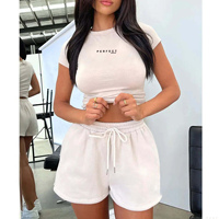 Ensemble de vêtements de sport pour femmes, t-shirt court décontracté à coupe régulière et short, deux pièces, logo personnalisé, ensemble de sport rose, 100% coton, séchage rapide
